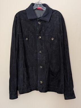 Isaia Black Lightweight Button-Front Shirt Jacket